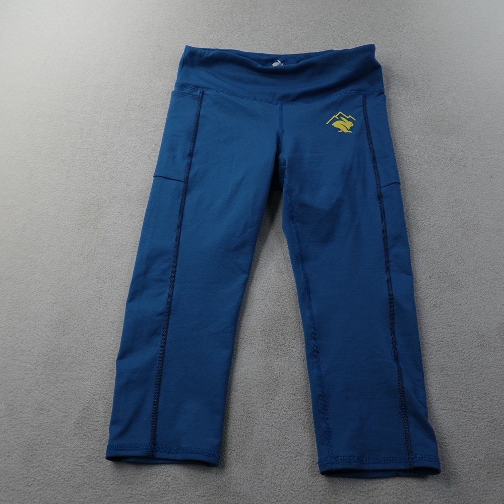 rabbit Running Crop Leggings Womens Small Blue Performance Capri Pockets Gym